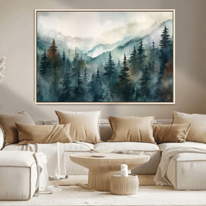 Serenity Forest Wall Art Canvas | Foggy Mountain Landscape