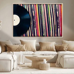 Vinyl Record and Album Collection Canvas Wall Art - Retro