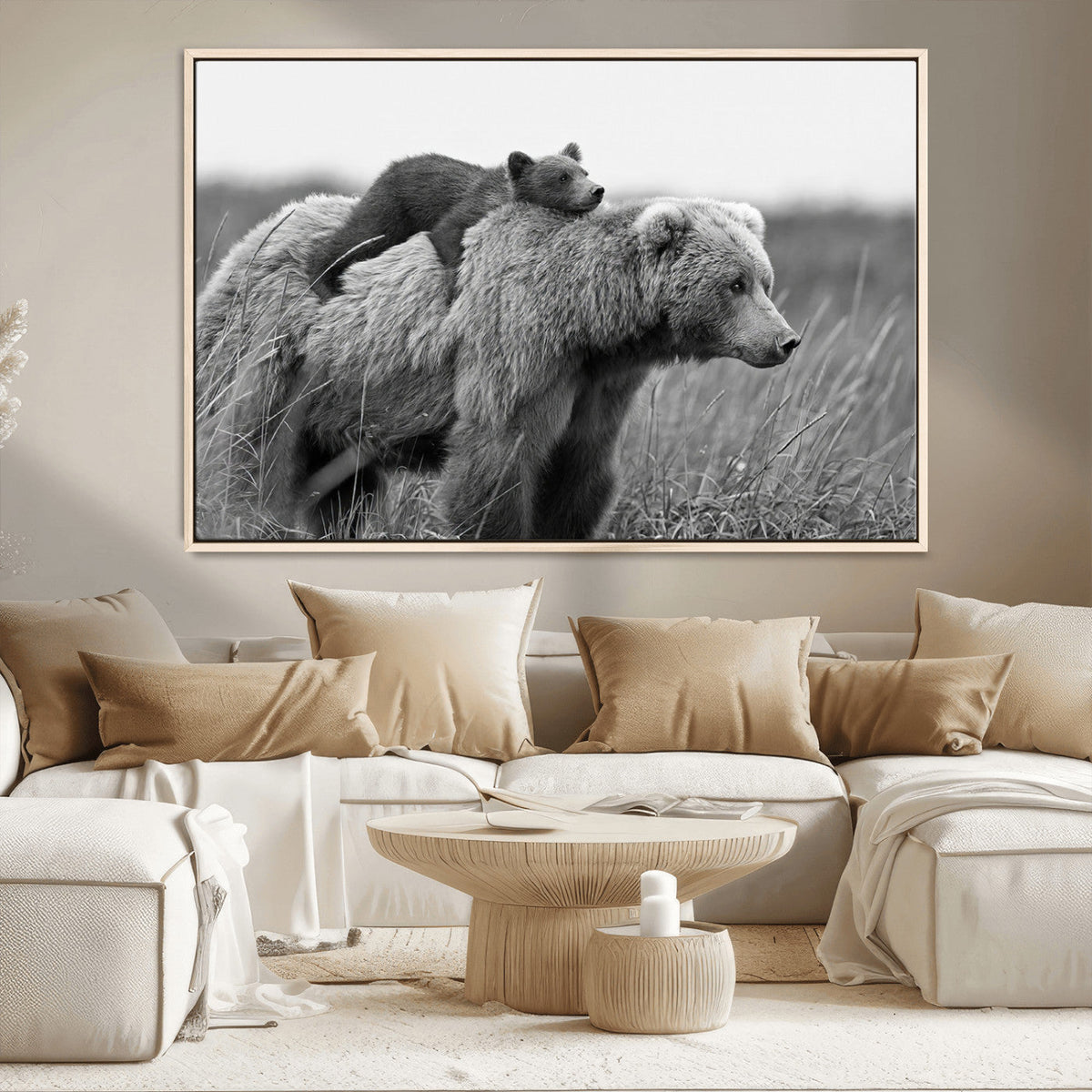 Bear and Cub Wall Art Canvas | 399 Bear Cub