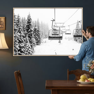 Ski Wall Art - Ski Lift Wall Art Canvas Print Snow Covered