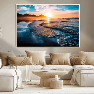 Sunset Beach Ocean Canvas Wall Art – Tranquil Ocean