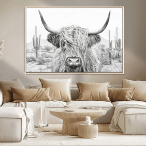 Rustic Charm | Cow Longhorn Black White Bighorn Wall Art