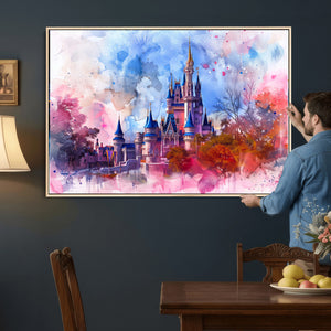 Disney Wall Art: Dreamy Watercolor Cinderella Castle Canvas
