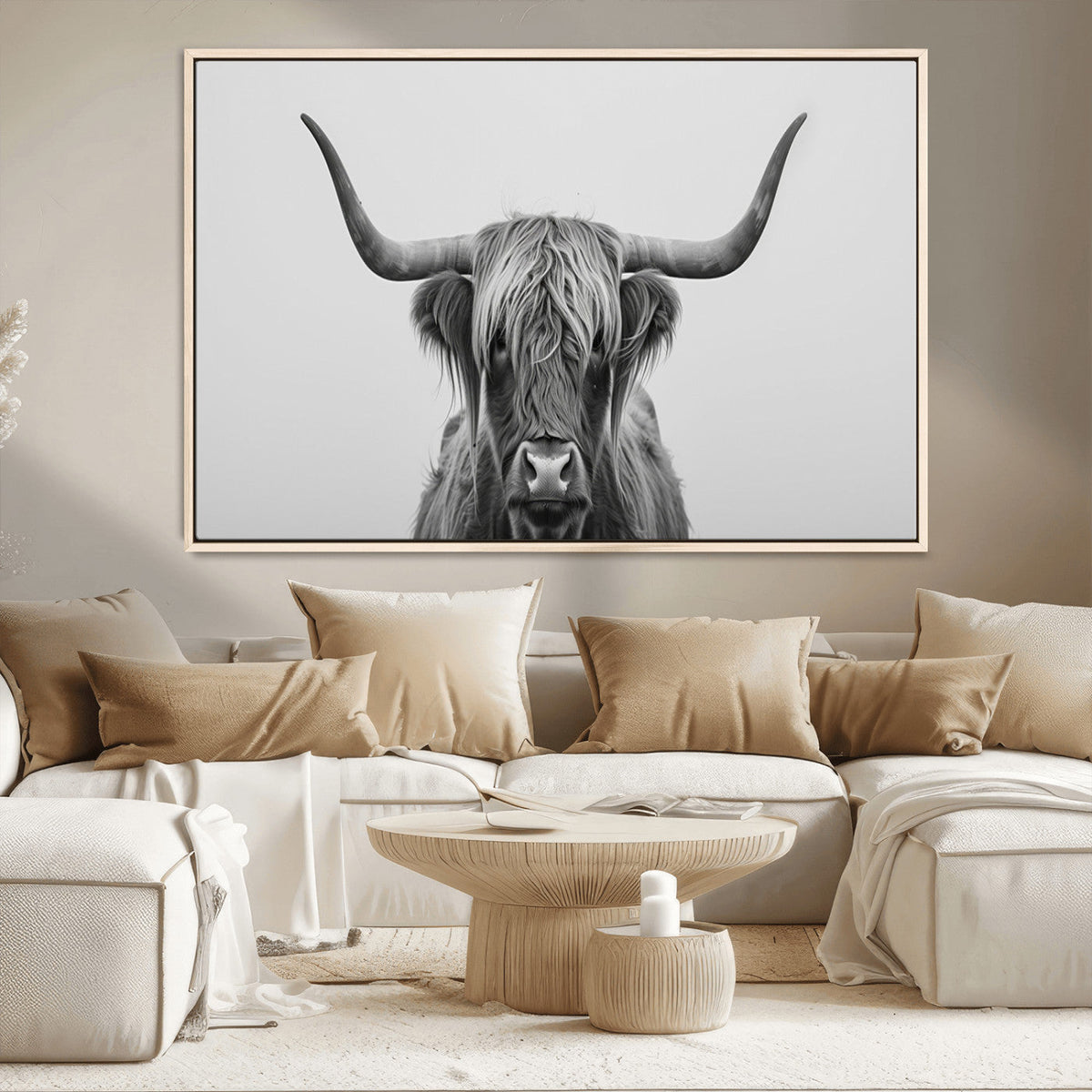 Farmhouse Longhorn Wall Art Canvas Print, Longhorn Texas