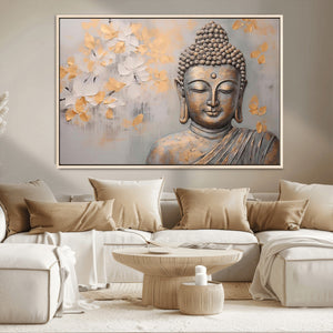 Abstract Buddha Statue Wall Art Canvas Print - Modern