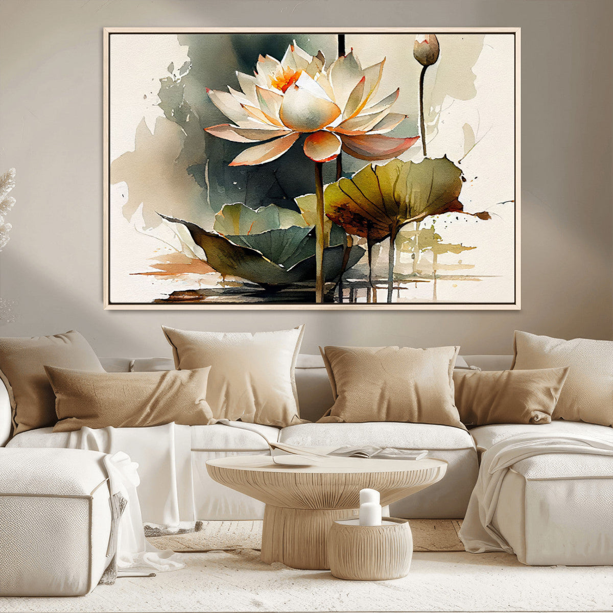 Lotus Flower Watercolor Canvas Print – A Symbol of Serenity