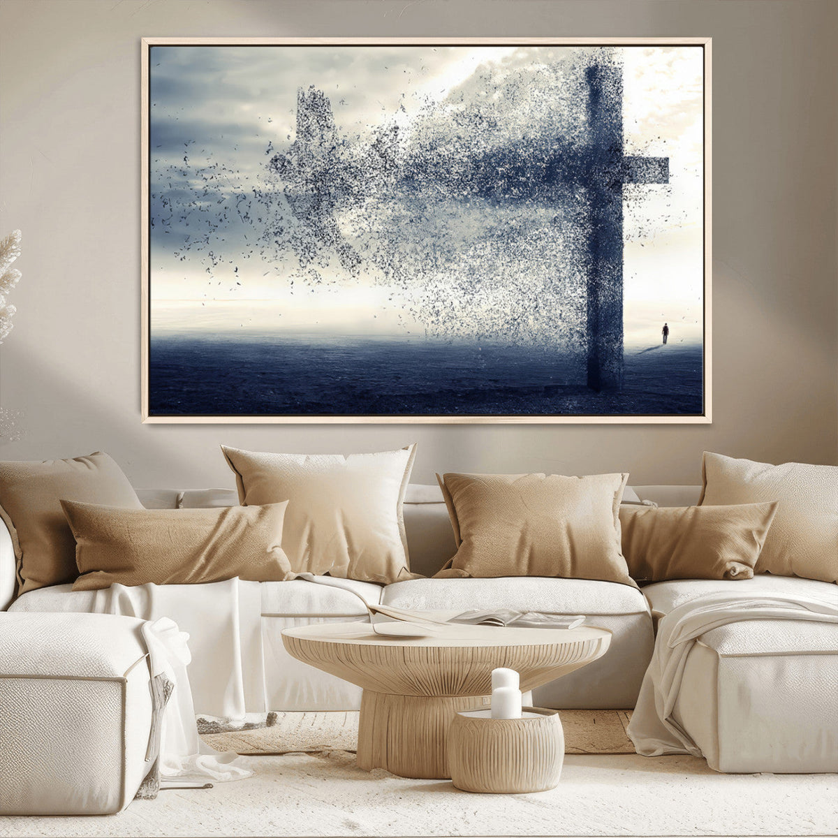 Jesus and the Fading Cross Wall Art Print – Symbol of Faith,