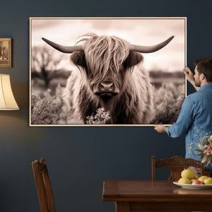 Scottish Cow Longhorn Wall Art Canvas Print
