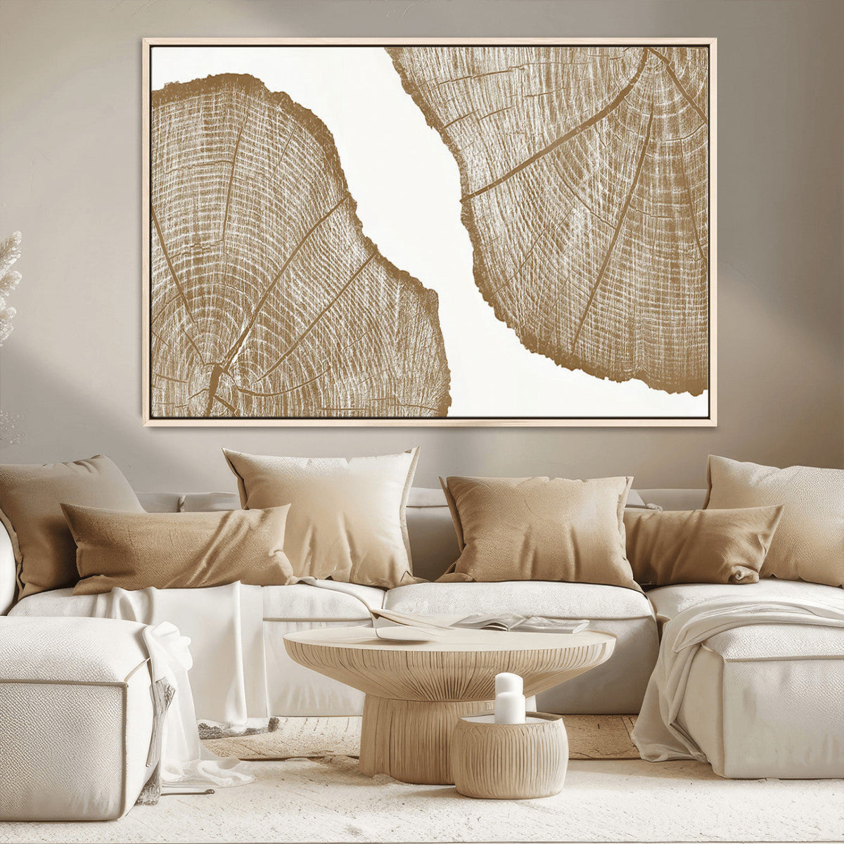 Rustic Brown Tree Ring Wall Art Canvas Print – Framed and