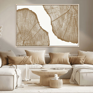 Rustic Brown Tree Ring Wall Art Canvas Print – Framed and