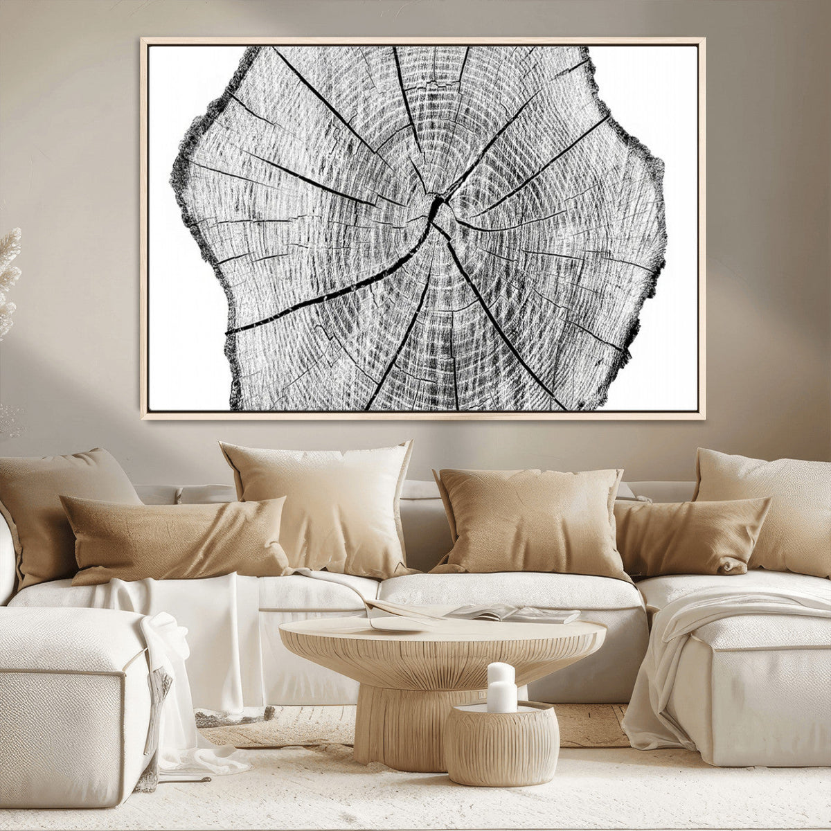 Rustic Tree Ring Wall Art Canvas Print – Framed and Ready to
