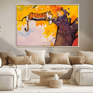 Calvin and Hobbes Tree Scene Canvas Print | 3 Panel Large