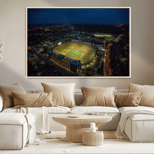 Michigan Stadium Night Game Wall Art – Sports Arena Aerial