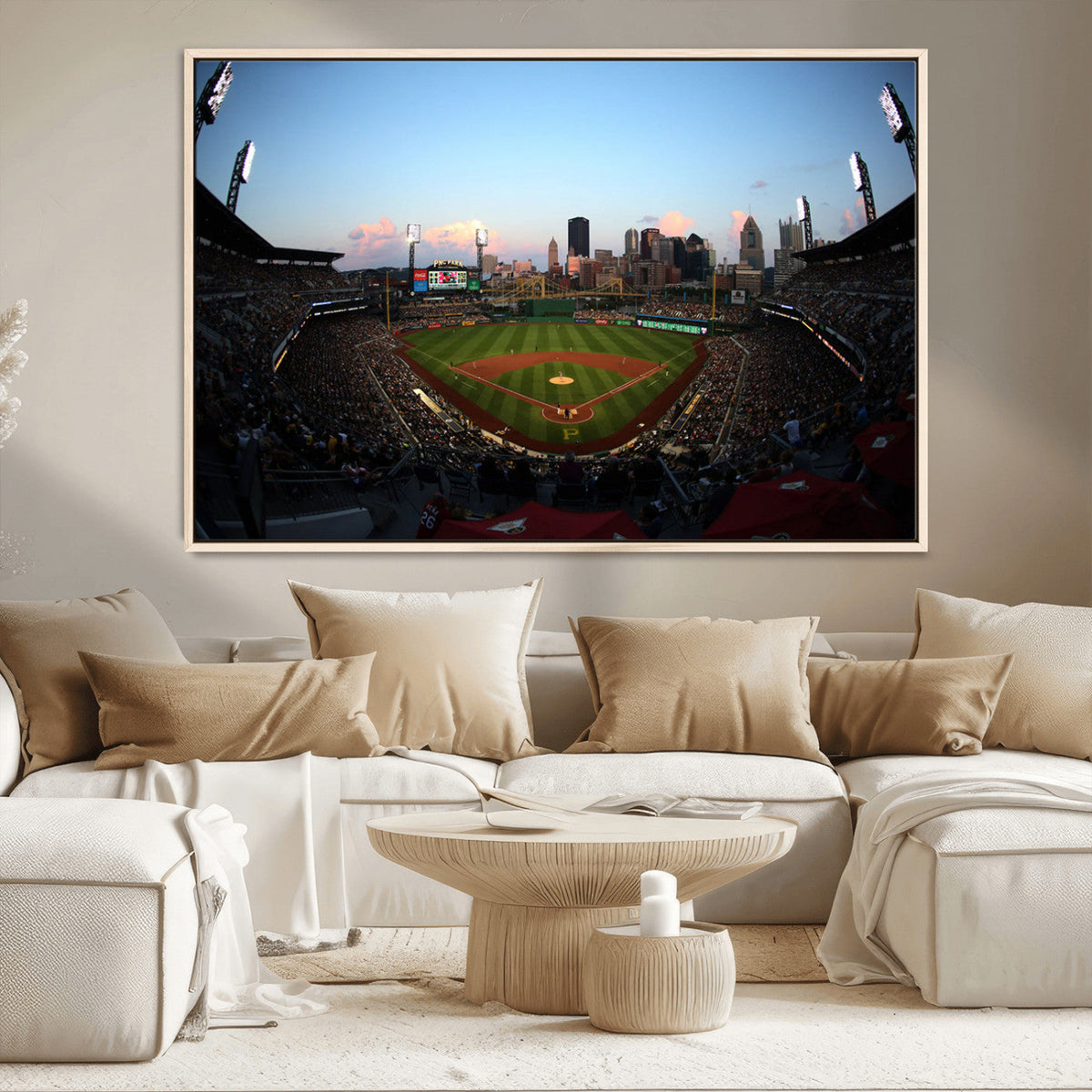 PNC Park Evening Game Triple Canvas Wall Art - Pittsburgh