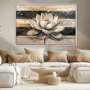 Lotus Flower Wall Art – Framed Abstract Floral Canvas