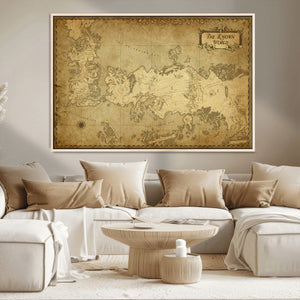 Vintage Game of Thrones Map Wall Art | Westeros and Essos