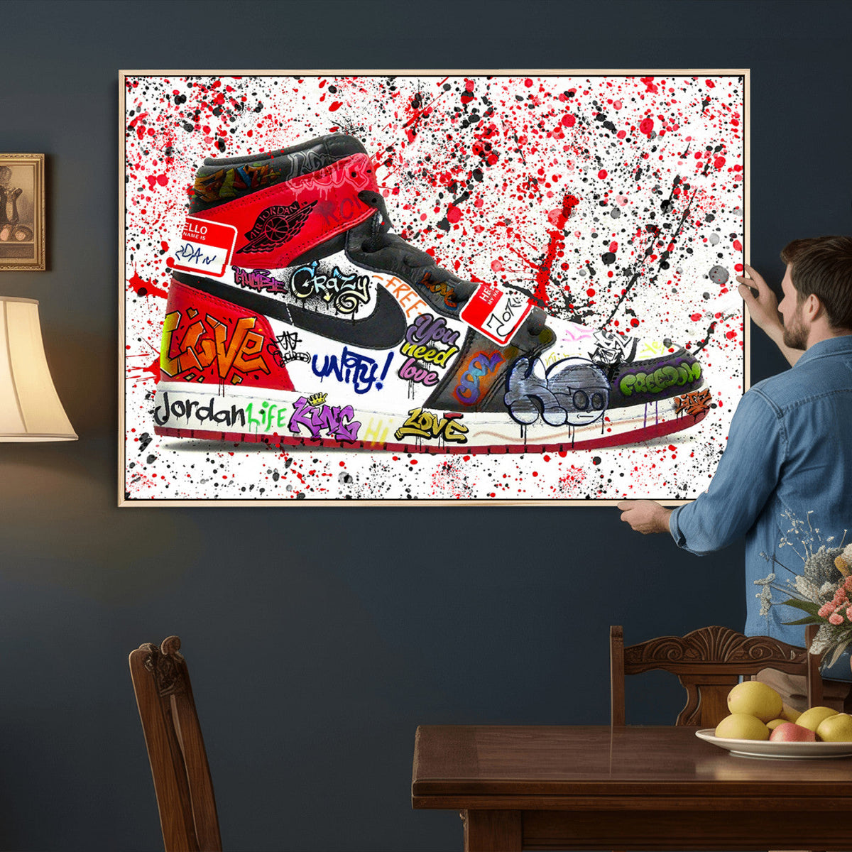 Jordan Shoes Graffiti Wall Art Canvas Print- Jordan Graffiti