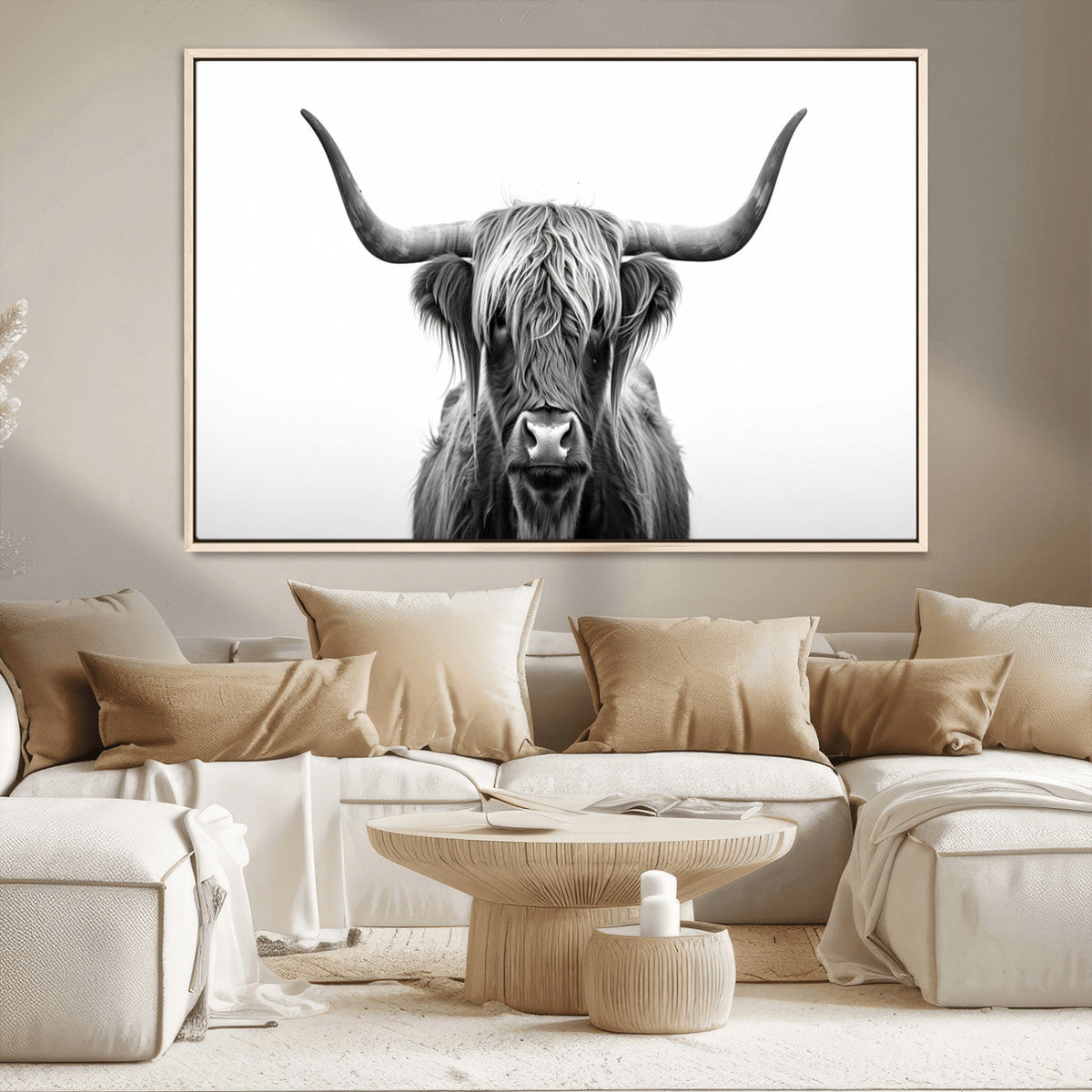 Highland Wall Art Canvas Print – Minimalist Black and White