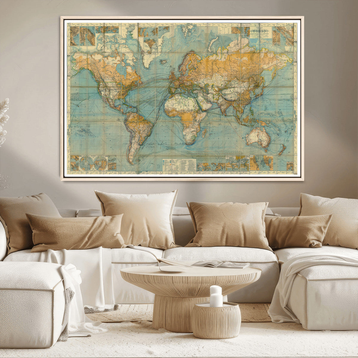 Push Pin World Map Canvas Print – Travel Tracker Wall Art