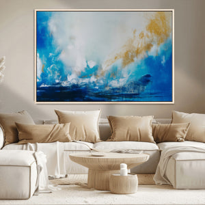 Blue Abstract Print - Dynamic Ocean-Inspired Canvas Wall Art