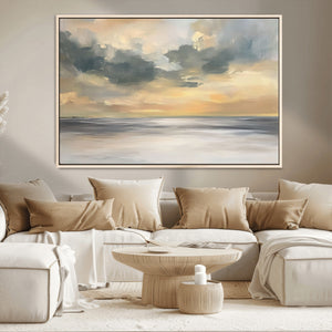 Modern Coastal Artwork with Vibrant Abstract Ocean Waves