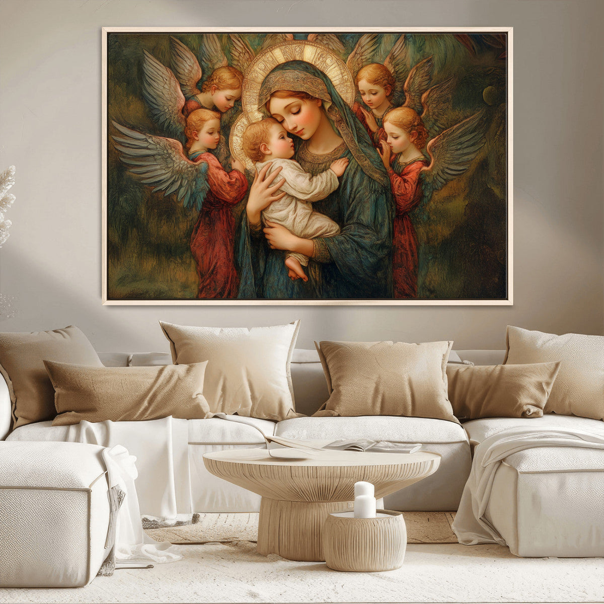 Mary Jesus Canvas Wall Art Print - Madonna and Child with