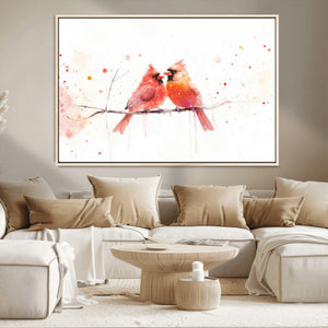 Cardinal Bird Canvas Wall Art - Male and Female Cardinal