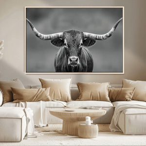 Texas Longhorn Wall Art Canvas Print – Framed Western Bull