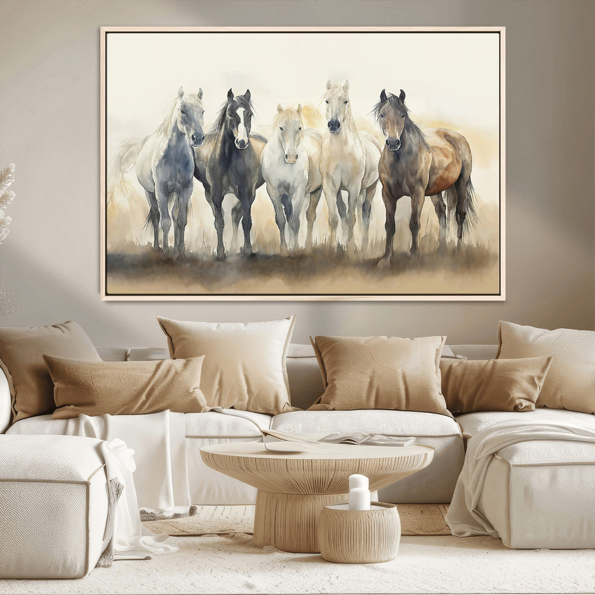 Wild Horses Wall Art Canvas Print, Framed Running Horses Art