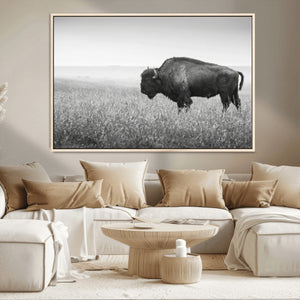 Bison Wall Art Canvas Print – Framed Rustic Wildlife Scene