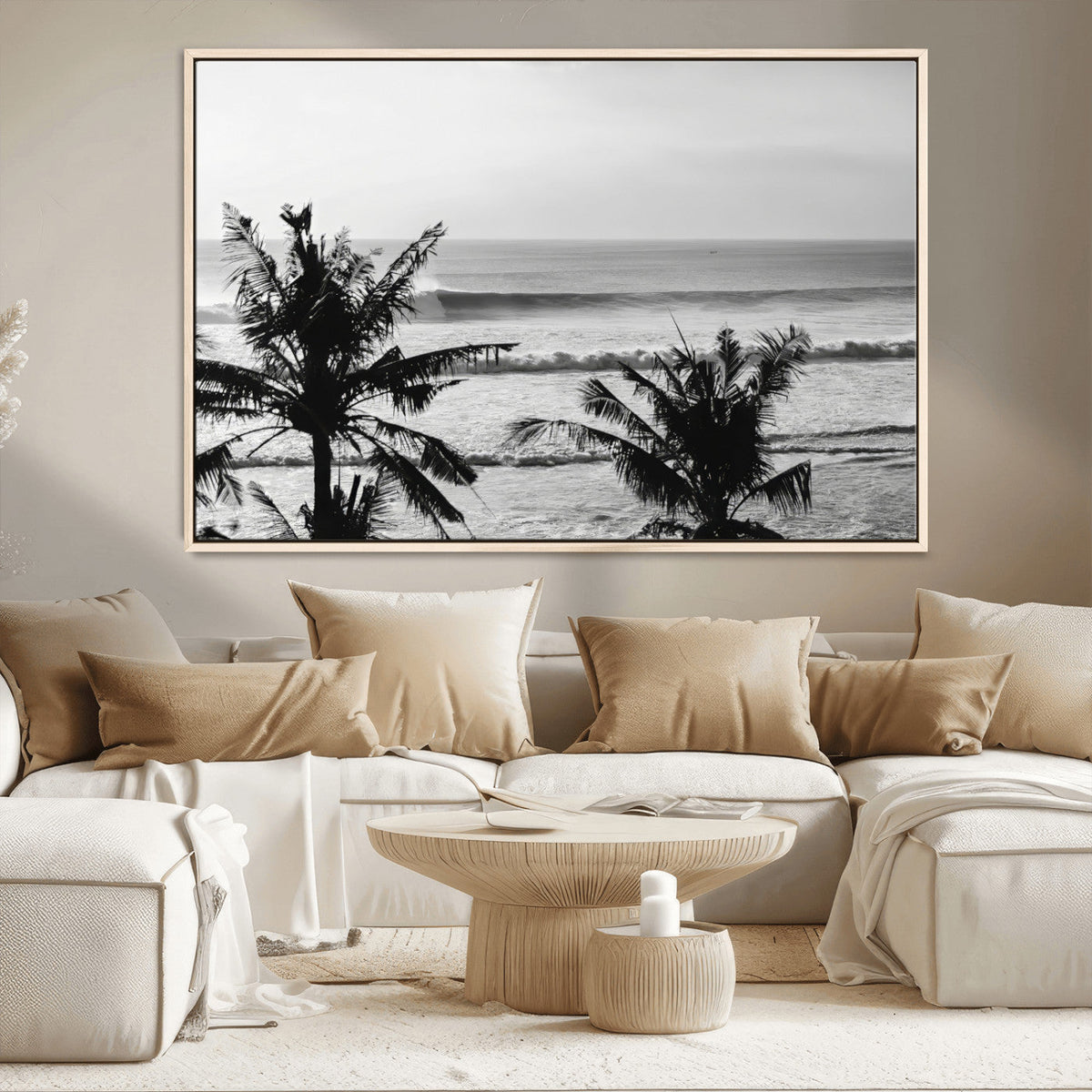 Tropical Coastline Wall Art Canvas Print – Framed Palm Trees