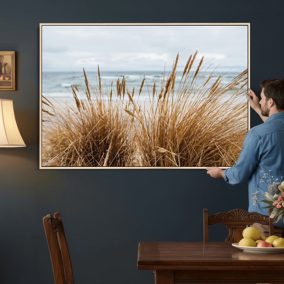 Beach Grass Wall Art Canvas Print – Framed Coastal Dunes Art