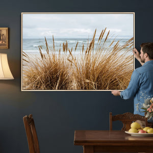 Beach Grass Wall Art Canvas Print – Framed Coastal Dunes Art