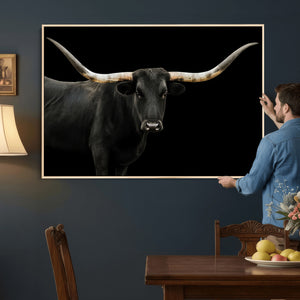 Longhorn Cattle Wall Art Canvas Print – Framed Texas Ranch