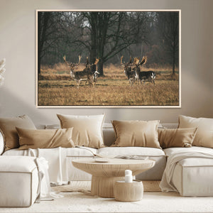 Deer Wall Art Canvas Print – Framed Rustic Wildlife Stags