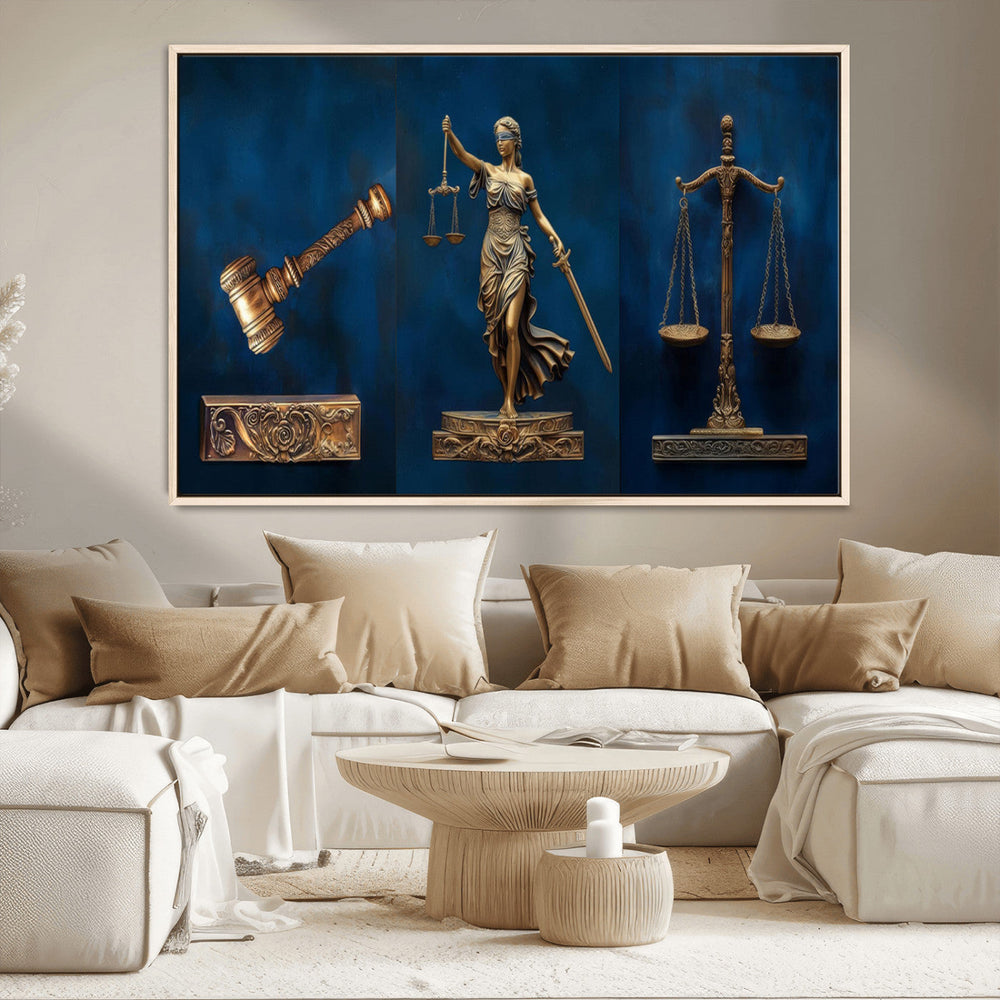 Lady Justice Wall Art Canvas Print – Elegant Gold Legal