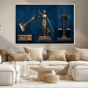 Lady Justice Wall Art Canvas Print – Elegant Gold Legal