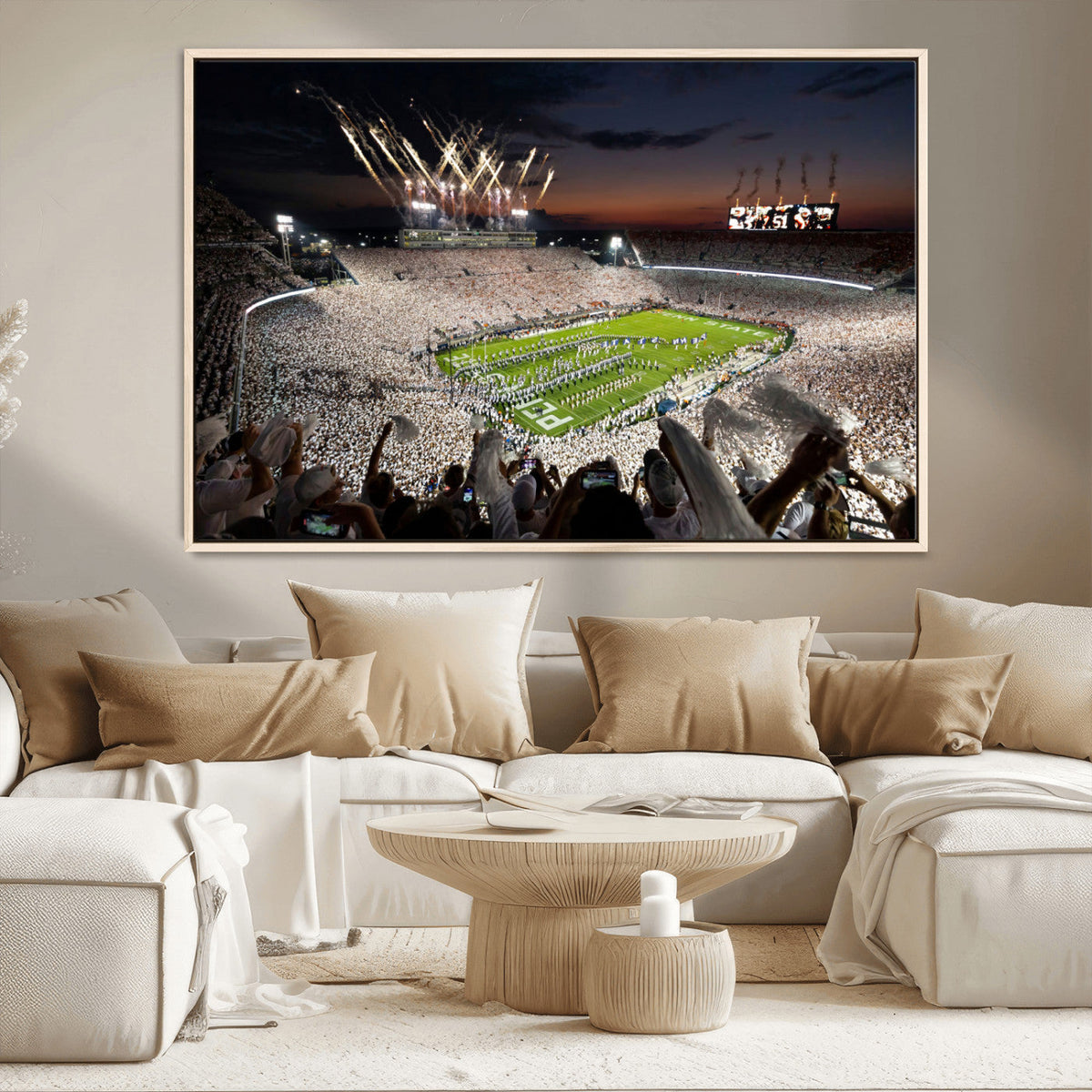 Penn State Stadium Wall Art – White Out Football Game Canvas
