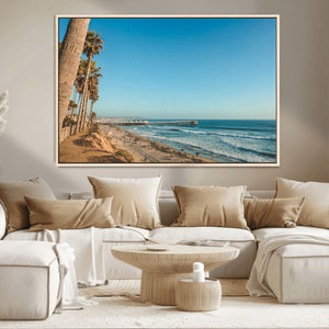 Scenic Beach Wall Art Canvas Print – Tall Palm Trees, Sandy