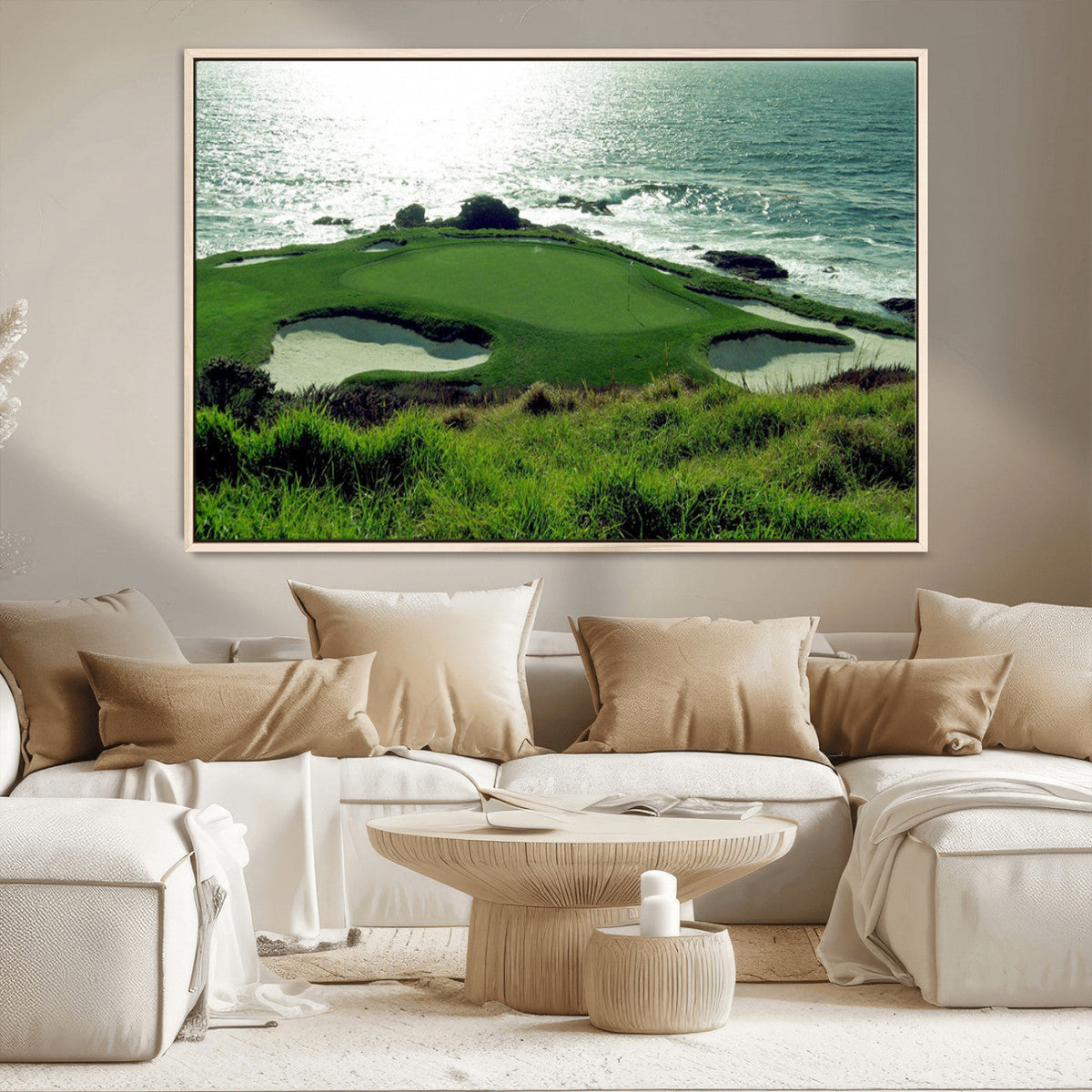 Coastal Golf Course Wall Art Canvas Print – Scenic Green
