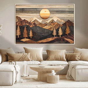 Wood Mountain Wall Art Canvas Print – Layered Forest and