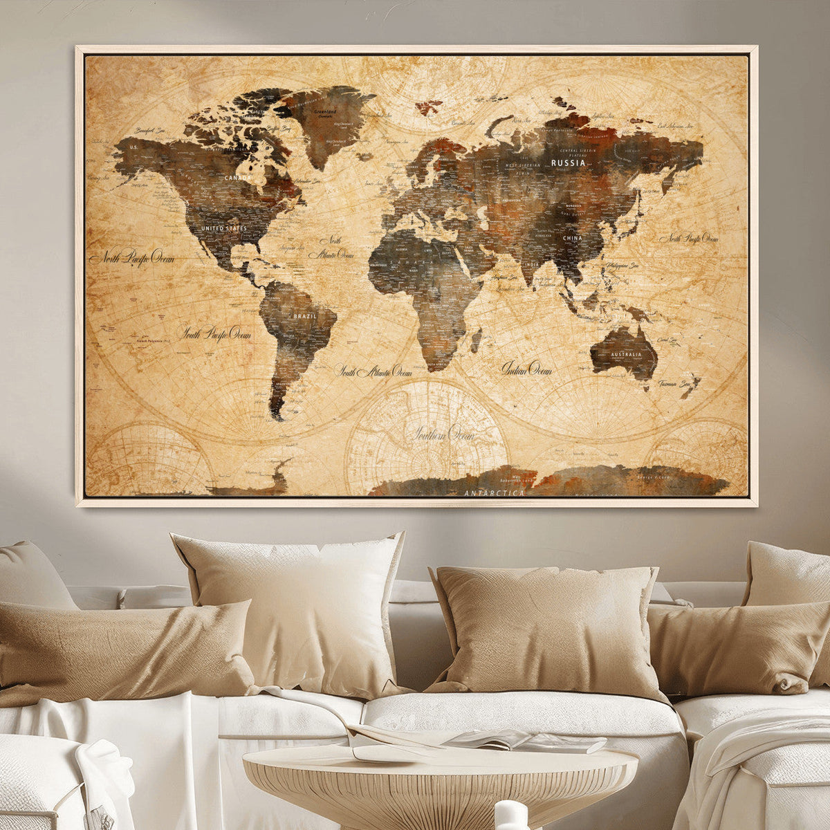 Push Pin World Map Canvas Print – Travel Tracker Wall Art