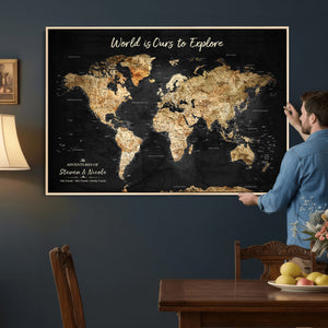Framed Personalized Push Pin World Map – Custom Travel