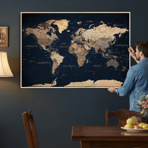 World Map Canvas Print – Detailed Map of the World Wall Art