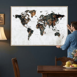 Large World Map Canvas Print – Framed Travel Map Wall Art