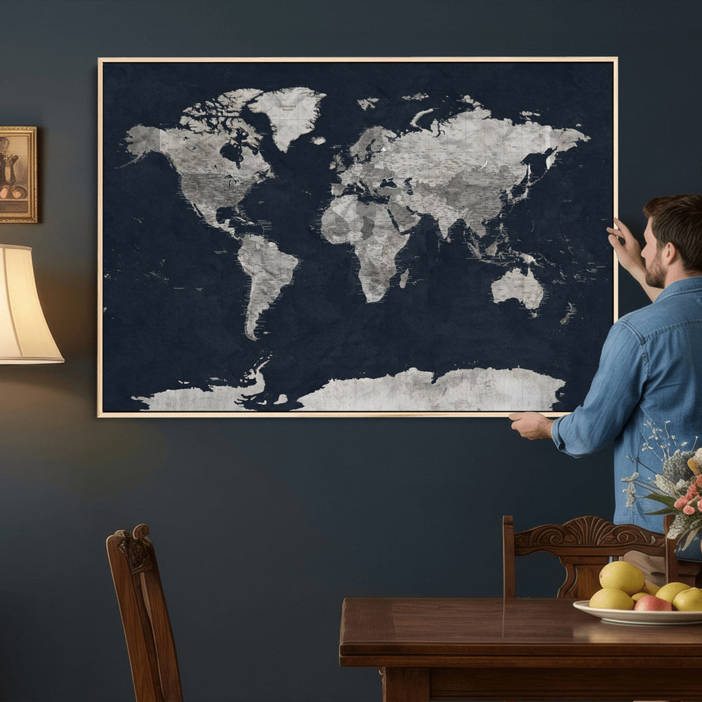 Colorful Watercolor World Map Canvas Print – Vibrant Framed