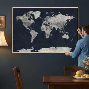 Colorful Watercolor World Map Canvas Print – Vibrant Framed