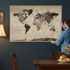 World Map Canvas Print – Detailed Map of the World Adventure