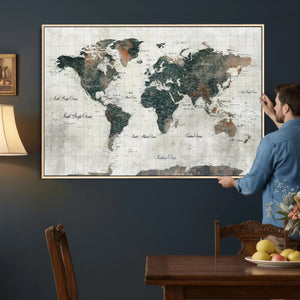 World Map Canvas Print – Framed Travel Map Wall Art for