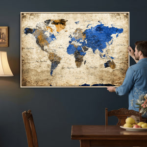 World Map Canvas Print – Colorful Abstract Travel Map,
